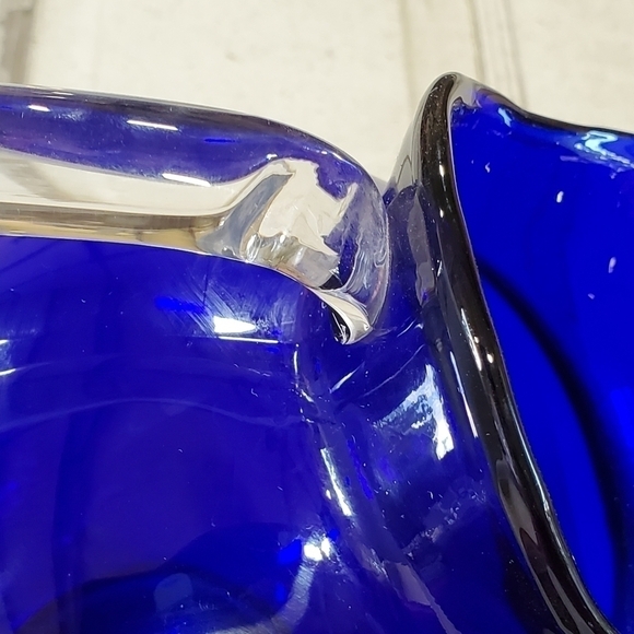 Vintage Cambridge Glass USA Cobalt Blue Handblown Large Ball Jug pitcher - Picture 13 of 14